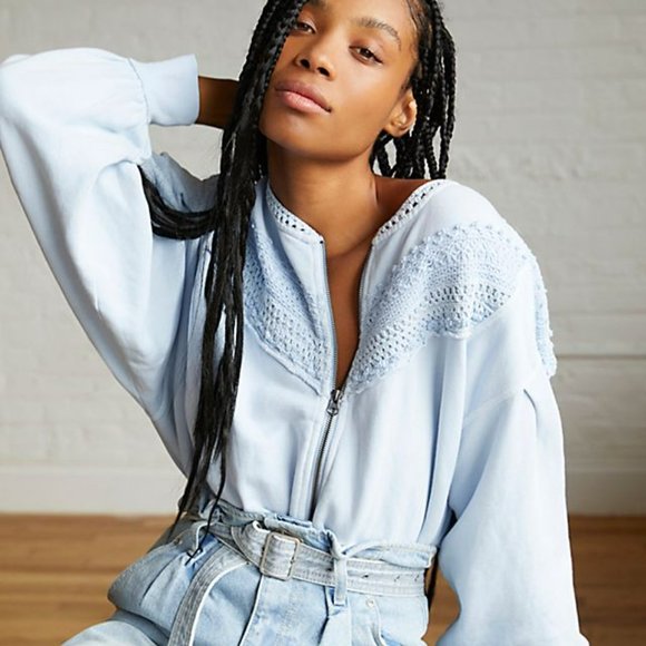 Free People Jackets & Blazers - NWT We the Free Cotton True Blue Solid Jacket